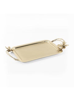 Buy Fluer Decorative Tray, Gold - 48x25 cm in UAE