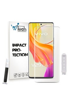 Buy Premium Curved Edges UV Full Glue Full Cover Tempered Glass Screen Protector For Vivo V29 Lite 5G / V27 5G 2023 Clear in UAE