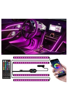 Buy RGB LED Interior Car Lights, APP Control Smart Car Lights Music Mode Waterproof Interior with 4 PCS 72LEDS RGB Under Dash Charger DC 12V in Saudi Arabia