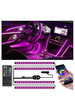 اشتري RGB LED Interior Car Lights, APP Control Smart Car Lights Music Mode Waterproof Interior with 4 PCS 72LEDS RGB Under Dash Charger DC 12V في السعودية