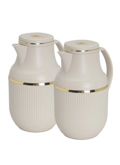 Buy 2-Piece Coffee And Tea Vacuum Flask Khaki/Gold1 Liter in Saudi Arabia