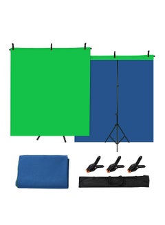 Buy 5x7ft Green Screen Blue Screen Backdrop Double-sided Chromakey Background Photography Kit with 5x7ft T-Shaped Background Adjustable Stand 3 x Spring Clamps in UAE