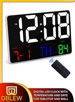 Buy Modern Digital LED Wall Mount Clock Large Display 11.4 Inch Screen For Home Office Living Bed Room Decor Big Clock With Remote Control Date Day Week Temperature Timer USB Powered in UAE