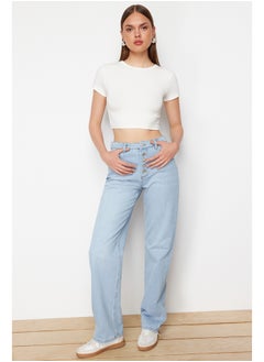 اشتري Light Blue Low Waist Wide Leg Jeans TWOSS24JE00316 في مصر