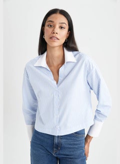 Buy Cropped Fit Long Sleeve Button Down Shirt in UAE