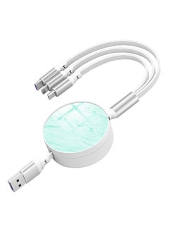 اشتري Retractable Multiple Charger Cable, 3 in 1 Super Fast Charging Cable (IP/USB C/Micro USB), 3.3Ft Multi Cable Fast Charger Cord for iPhone, Samsung, iPad, Tablets, Green Marble في الامارات