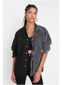 Buy Black Color Block Denim Shirt TWOAW22GO0127 in Egypt