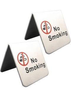 Buy 2 Pcs Metal No Smoking Sign Tent Card Double Side Warning Restaurant Hotel Non-Smoking Desk Logo Table Display Stand Red in UAE