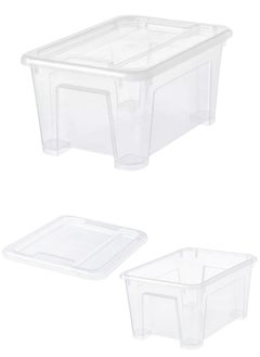 اشتري 1pcs Plastic Clear Storage Box With Lid 28*19*14 Cm في مصر