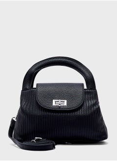 Buy Textured Top Handle Bag With Long Strap in Saudi Arabia