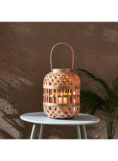 اشتري Deckar Bamboo and Wooden Lantern with Glass Votive 21 x 27.5 x 21 cm في السعودية