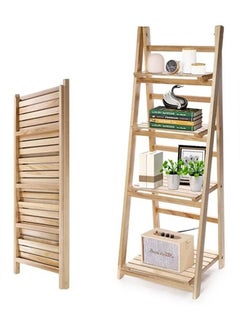 Buy 4-Tier Folding Plant Stand Shelves Brown in Saudi Arabia