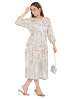 Buy SHORT PRINTED VISCOSE ELEGANT PRINTED ARABIC KAFTAN JALABIYA DRESS in Saudi Arabia