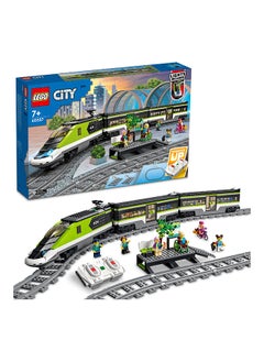 Buy City Express Passenger Train 60337 Building Kit for Ages 7+; Includes a Toy Bullet Locomotive with Working Headlights, Restaurant Car, Passenger Coach, 24 Track Pieces, Platform and 6 Minifigures (764 Pieces) in UAE