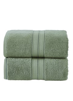 Buy Premium 100 % Combed Cotton 2-Pcs Bath Sheet Set (85 X 172 CM) 600 GSM Large Towel, Highly Absorbent, Quick Dry,Best Towel for Bathroom, Spa And Hotel,Olive Green in Saudi Arabia