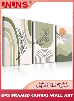 Buy Boho Wall Art Prints,Set Of 3 Boho Wall Decor,Mid Century Modern Wall Art,Natural Framed Canvas Prints Artwork For Living Room Bathroom Bedroom Wall Decor in Saudi Arabia
