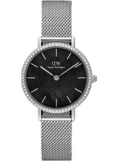 Buy Petite Lumine Bezel Sterling Black Mop Round Watch for Women 28mm Dial with Silver Stainless Steel Strap DW00100661 in Saudi Arabia