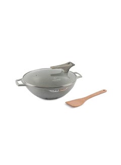 Buy Granite Coated Non-Stick Cooking Wok with Glass Lid - Non Stick Kadai in UAE