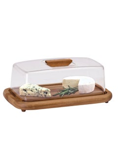 Buy Wooden Serving Tray, Cheese Dome with Acrylic Cover,  Brown ACA-910 in UAE