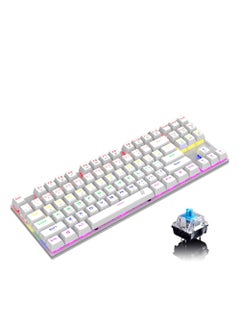 Buy Arabic English Mechanical Gaming Keyboard with RGB LED Rainbow Backlit USB Wired E-sport Waterproof 87 Keys Keyboard for Windows MacOS Android PC Gamers in UAE