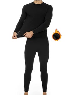 Buy Men's Cotton Thermal Underwear Set Shirt Pants Long Johns (BLACK) in Saudi Arabia