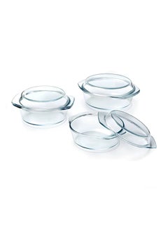 اشتري 3-Piece Glass Casserole Set - Premium Borosilicate Bakeware, Includes 700ml, 1500ml, and 2000ml Dishes, Oven, Microwave & Dishwasher Safe في الامارات