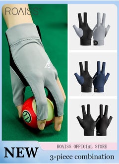 Buy 3-Piece Professional Billiards Gloves Lightweight Breathable Adjustable Snooker Billiards Antiskid Gloves in UAE