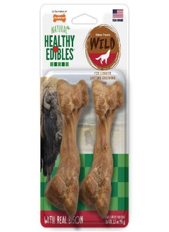 Buy Nylabone Healthy Edibles WILD Natural Long-Lasting Bison Flavor Bone Chew Treats for Dogs, Medium (2 Count) in UAE