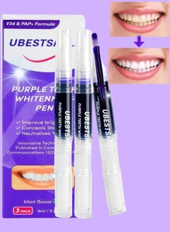 Buy 3 Pcs Purple Teeth Whitening Pen Purple Toothpaste for Teeth Whitening V34 Color Corrector Toothpaste Purple Toothpaste Whitening Teeth Whitening Kit for Sensitive Teeth with Pap in UAE