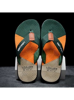 Buy Men's 2023 Summer Flip-flops Casual Trend Non Slip Men's Slippers Green in Saudi Arabia