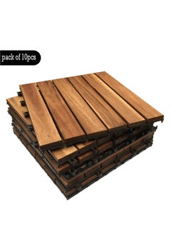 Buy Wooden Floor Tiles 31x31x3cm Wood Decking Office Floor Tiles Wooden Home Garden Tiles Pack of 10pcs in UAE