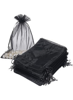 Buy Black Organza Bags 6X9 Inch 100Pcs, Mesh Candy Bags Jewelry Gift Pouches Drawstring Empty Sachet For Halloween Present Giveaways in Saudi Arabia