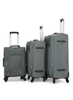 Buy Giordano Trolley Bags 3 PCS Set Softside Spinners,Grey in Saudi Arabia