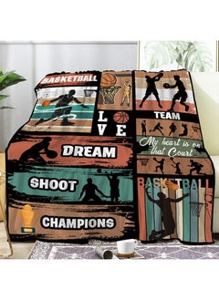 Buy Basketball Blanket Basketball Gifts for Kids Boys Men Soft Cozy Flannel Basketball Throw Retro Basketball Fleece Plush for All Season Sport Lover Blanket for Bed Sofa Camping Couch (50"x60") in UAE