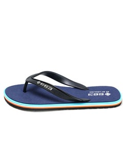 Buy Men's Flip-flops Anti-skid Rubber Casual Beach Slippers Blue in Saudi Arabia