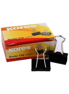 Buy Kores clip binder black 19 mm - 12 pcs in Egypt