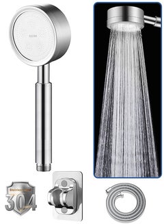 Buy High Pressure Shower Head, 304 Stainless Steel Handheld Shower Head with 150CM Stainless Steel Hose and Adhesive Holder, Rustproof Handheld Water Sprinkler, Silver in Saudi Arabia