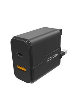 Buy Dual Port Wall Charger PD 20W and QC3.0 UK - Black in UAE