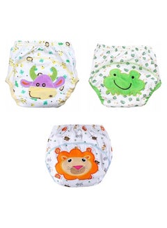 Buy Baby Diapers Cotton and Reusable Baby Washable Cloth Diaper Nappies, Baby Training Pants, Ideal for Toddlers and Children (Pack Of 3 (Bull, Frog, Lion)) in Egypt