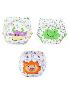 Buy Baby Diapers Cotton and Reusable Baby Washable Cloth Diaper Nappies, Baby Training Pants, Ideal for Toddlers and Children (Pack Of 3 (Bull, Frog, Lion)) in Egypt