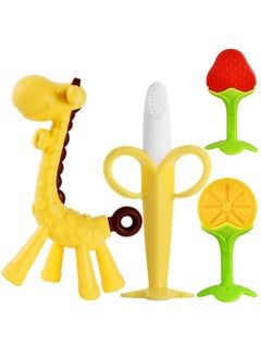 Buy 4 Pack Baby Teething Toys Set Silicone Fruit Shape Giraffe Baby Teethers BPA Free Soothe Babies Gums for Babies Infants Toddlers Boys & Girls in Saudi Arabia