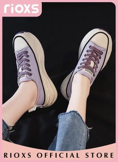 Buy Womens Fashion Casual Canvas Shoes Soft Sole Low Top Sneakers Classic Lace Up Lightweight Shoes Fashion Breathable Sneakers in Saudi Arabia