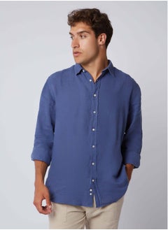 اشتري Fancy Regular Fit Linen Shirt With Long Sleeves في مصر