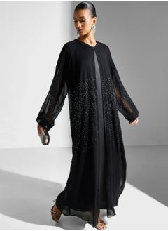 Buy Embellished Black Abaya With Sheila in UAE