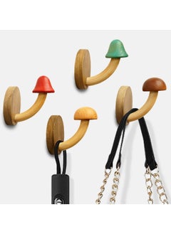 اشتري Mushroom Wall Hooks, Wooden Coat Pegs Natural Wood Hooks Handmade Wall Hooks Decorative Coat Hooks Unique Wall Hooks Nursery Wall Pegs Rustic Wall Hooks for Hanging Bathroom Towels Hat, Coats في الامارات