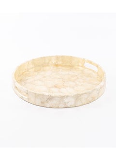 اشتري Skies Decorative Tray, Ivory & Gold - 35 cm في الامارات