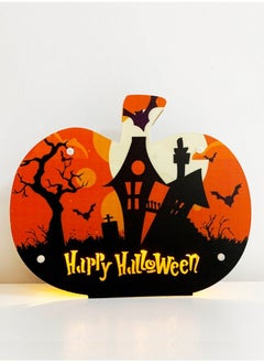 Buy Wooden Pumpkin LED Light Décor 24x20cm in UAE