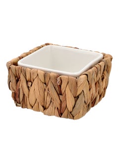 Buy Porcelain Square Dish With Rattan Basket in Saudi Arabia