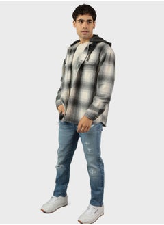 Buy Checked Hooded Shirt in Saudi Arabia