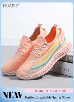 اشتري Women's Fashion Casual Sports Shoes Ultra Light Mesh Lace Up Fitness Shoes Soft Rubber Soles Comfortable Breathable Flat Shoes في السعودية